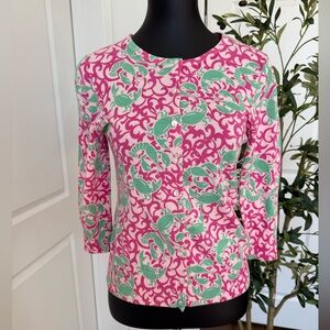 L.L. Bean Pink and Green Button Down‎ Shirt